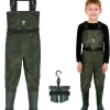 TIDEWE Chest Waders for Kids, Waterproof Youth Waders with Boot Hanger, Lightweight PVC Kids Waders with Boot for Fishing