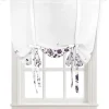 Tie Up Curtains Window Shades, Retro Purple Flowers Floral Dragonfly Rod Pocket Tie Up Window Shade, Adjustable Balloon Curtain Shade for Blinds Kitchen Bathroom, 1 Panel, 42"x45"