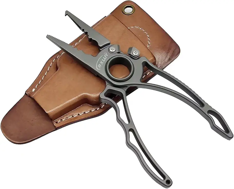 Titanium Fishing Pliers, Premium Saltwater Fishing Gear, Tungsten Cutters, Split Ring Hook Remover, Knot Tying Tool with Lanyard, Ice Fishing, Sea Fishing Kit Gifts for Men