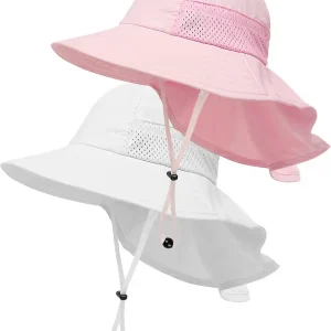 Toddler Baby Sun Hat Kids Summer UPF 50+ for Boys Girls Adjustable Beach Hats with Bucket Wide Brim Age 1-7 Years