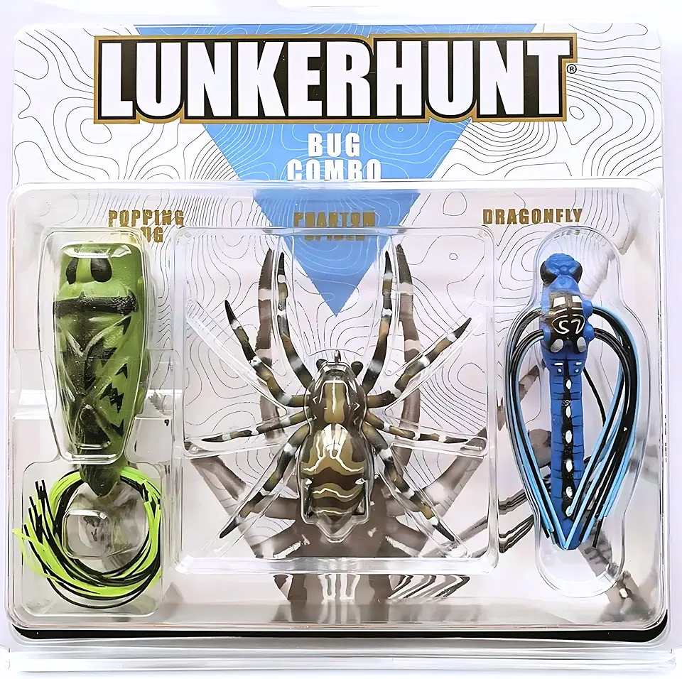 Top Water Fishing Lures | Baits for Bass Fishing | Realistic Fishing Bait with Resistent Skirts | Weedless bass Fishing Lures for Freshwater and Saltwater | Easy to Use. (Bug Combo)