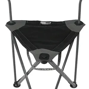 Travel Chair Ultimate Slacker, Quick Folding Tripod Stool with Backrest, Fishing Camping Hiking Chair with Carry Strap, Polyester, Black