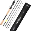 Travel Fishing Rod, 30+24T Carbon Fiber Spinning Rod and Casting Rod, Portable 5-6 Pieces Fishing Rod for Bass Walleye, Seaguide RA Guide Ring, Baitcaster Cork Handle for Travel
