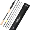 Travel Fishing Rod, 30+24T Carbon Fiber Spinning Rod and Casting Rod, Portable 5-6 Pieces Fishing Rod for Bass Walleye, Seaguide RA Guide Ring, Baitcaster Cork Handle for Travel