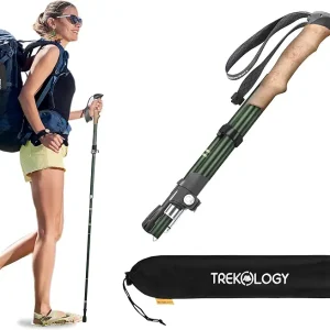 TREKOLOGY TREKZ SE Collapsible Trekking Pole (1pc) - Lightweight Walking Stick for Hiking and Trekking - Ideal for Men, Women, and Seniors