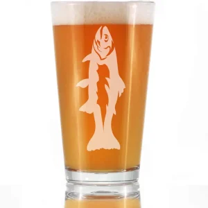 Trout - Pint Glass for Beer - Trout Fishing Gifts for Fisherman - Fun Fish Cups & Lake House Decor - 16 oz