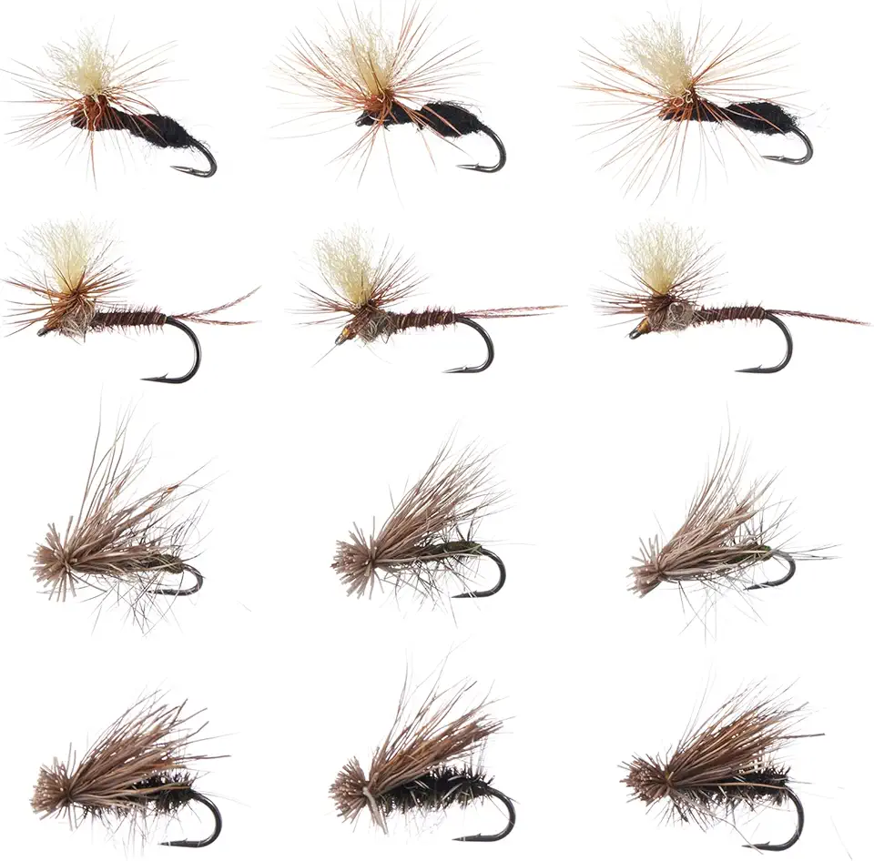 Trout Fly Fishing Flies Tenkara Wet Dry Flies Nymphs Sakasa Kebari 12pcs Assortment Barbless Barbed Hooks