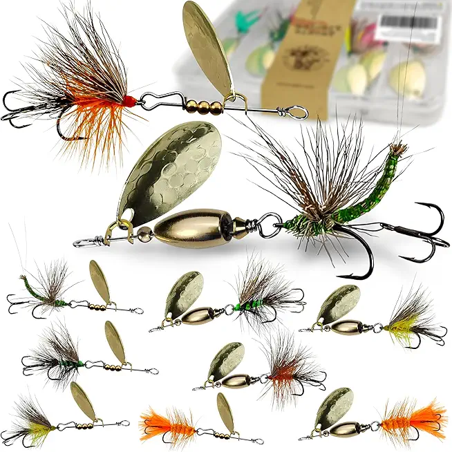 Trout Lures Rooster Bait Tail Fishing Lures, Hard Metal Trout Spinnerbaits for Bass Salmon Pike Freshwater Saltwater Lake River Fishing
