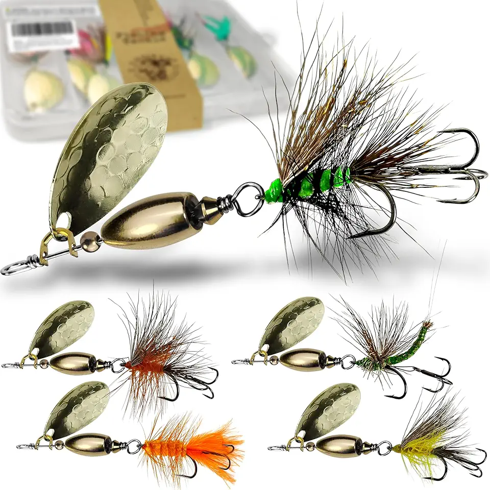 Trout Lures Rooster Bait Tail Fishing Lures, Hard Metal Trout Spinnerbaits for Bass Salmon Pike Freshwater Saltwater Lake River Fishing