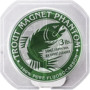 Trout Magnet Phantom 100% Fluorocarbon Leader Fishing Line, Invisible to Fish, Get More Bites, 50m
