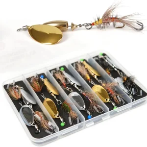 Trout Spinner Lures with Stimulator/Humpy Dry Fly Tail, 100% Hand-Tied 5/10 Pack Rooster Tail Fishing Spinnerbait for Bass, Pike, Salmon