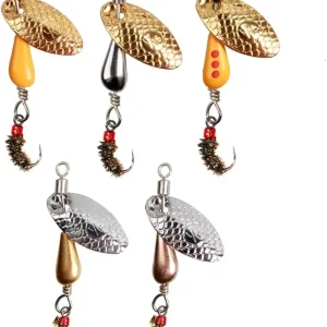 Trout Spinners, Fly Trout Fishing Lures for Bass Salmon Pike, Fishing Spinner Kit Smallmouth Bass Lures with Brass Spinner for Lake River Fishing