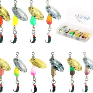 Trout Spinners, Fly Trout Fishing Lures for Bass Salmon Pike, Fishing Spinner Kit Smallmouth Bass Lures with Brass Spinner for Lake River Fishing