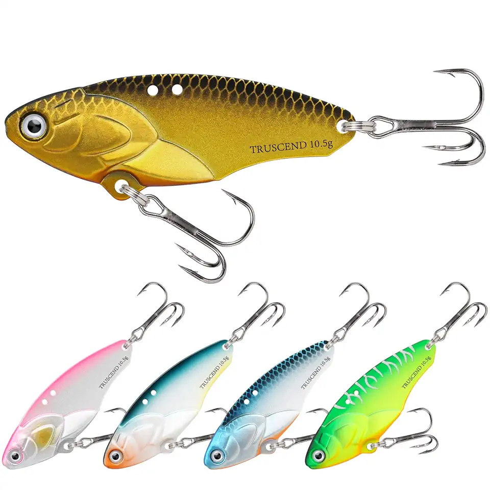 TRUSCEND Swimming or Jigging Fishing Spinners with Two-Way Spinning Spoons System, Rooster Tail Fishing Lures with Flash Copper Body & Blade, Freshwater and Saltwater Blade Bait for Bass Walleye Trout