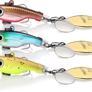 TRUSCEND Swimming or Jigging Fishing Spinners with Two-Way Spinning Spoons System, Rooster Tail Fishing Lures with Flash Copper Body & Blade, Freshwater and Saltwater Blade Bait for Bass Walleye Trout