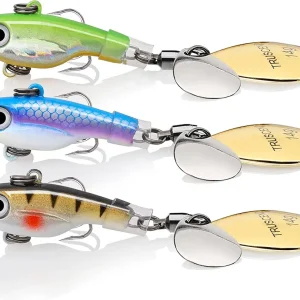 TRUSCEND Swimming or Jigging Fishing Spinners with Two-Way Spinning Spoons System, Rooster Tail Fishing Lures with Flash Copper Body & Blade, Freshwater and Saltwater Blade Bait for Bass Walleye Trout