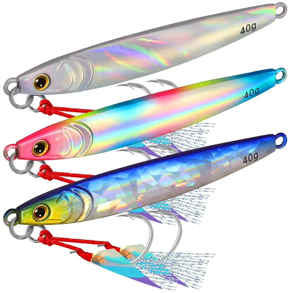 TRUSCEND Valuable Fishing Jigs of Captain's Favorite, Shiny Saltwater Spoons Perfect for Jigging, Slow Pitch Jig Catch More Fish, Durable and Well-Made Bass Salmon Tuna Fishing Lures with Sharp Hook