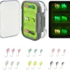 Tungsten Jigs, 18/27Pcs Tungsten Ice Fishing Jigs Kit for Panfish 3.2/4/5mm Glow in Dark Teardrop Ice Fishing Lure Jigs with Two-Sided Jig Box Assortment