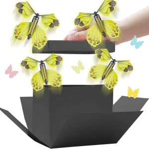 TUSAUW Butterfly Explosion Gift Box, DIY Flying Butterfly Surprise Box Butterfly Gift Box for Birthdays Christmas Valentines Proposal Wedding Gifts Prank (Black)
