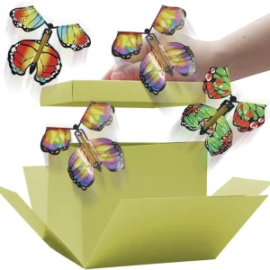 TUSAUW Butterfly Explosion Gift Box Flying Butterfly Surprise Box Butterfly Gift Box for Birthdays Christmas Valentines Proposal Wedding Gifts Prank (Yellow)