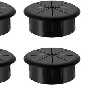 TuTuYa 4PCS Desk Grommet 2Inch, Flexible 2 Inch (50mm) Desk Cable Grommet Desk Cable Hole Covers with 1PC 2Inch Hole Saw, Ideal for Office and Home Table Cable (Black, 2Inch_50mm)