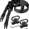 Two Point Sling with 2 Pack Anti-Rotation Sling Swivels,Adjustable Length Rifle Sling Elastic Cord Design Traditional Sling for Outdoor