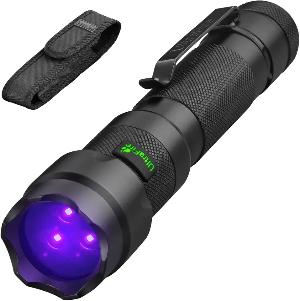 ULTRAFIRE Rechargeable 365nm UV Flashlight,15W Blacklight Blood Tracking Light for Pet Urine Detection,Resin Curing,Minerals,Scorpion,Blood Trail Tracking 502UVS PRO