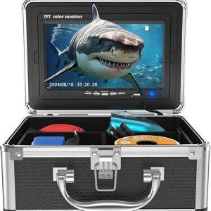 Underwater Fishing Camera, 7 Inch Ice Fishing Camera Underwater with DVR, 12pcs IR Lights, Portable 1000TVL Fishing Monitor for Sea, Lake, Boat, Ice Fishing (8GB SD Card Included) (30M)