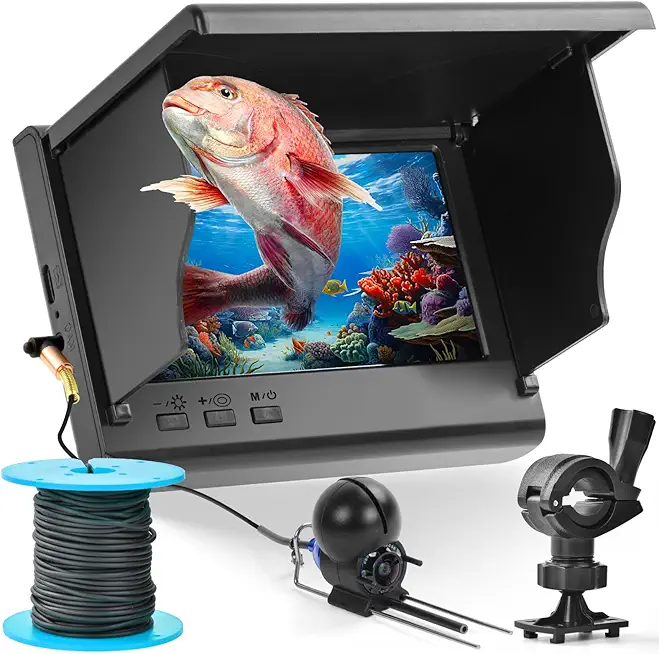 Underwater Fishing Camera, Fish Finder, Infrared Night Vision, Wide Angle, IP65 Waterproof, with 4.3 Inch IPS Display, for Ice, River and Boat (4.3 inch)