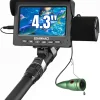 Underwater Fishing Camera for Rod Portable DVR Video 1200TVL Fish Camera with Light, 4.3'' LCD Monitor, 15m/49ft Cable for Ice Fishing, Lake Kayak Boat Saltwater Fishing