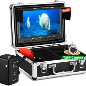 Underwater Fishing Camera, Ice Fishing Camera Video Fish Finder Upgraded 720P Camera 12 IR Lights, 1024x600 9 inch Screen w/DVR Function for Sea, Lake, Boat, Ice Fishing (30m+DVR)