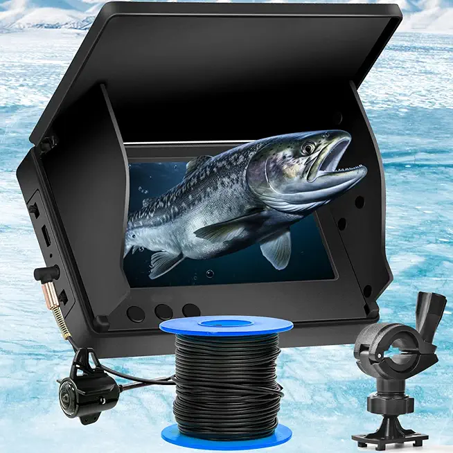 Underwater Fishing Camera, Portable Wide Angle Infrared Night Vision, IP68 Waterproof, 4.3 Inch IPS Screen, 30M Cable, Battery Powered