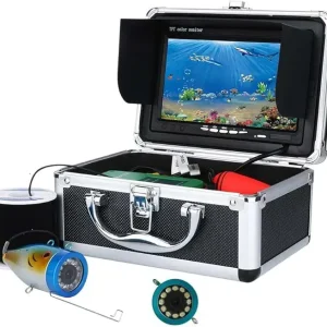 Underwater Fishing Camera with 7 Inch LCD Monitor, HD 1000 TVL Portable Fish Finder Camera, 30Pcs Adjustable LED White Lamp Light, 30M Cable Waterproof IP68 Camera for Ice Lake Sea Boat Kayak Fishing