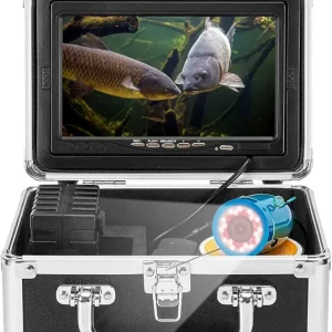Underwater Fishing Camera,Upgraded to 36 Lights 7inch HD DVR Monitor Ice Fishing Camera,1200TVL HD Waterproof IP68 Fish Finder Camera Portable with 15M /49FT Cable