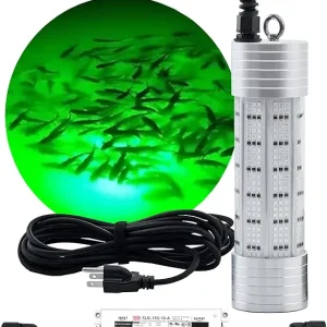 Underwater Fishing Light,Green Light for Fishing 150W High Brightness 20000 Lumens Submersible Fish Light 110V&12V Green Fishing Light for Boats,Docks or Kayaks,IP68 Fishing Lights 30ft Power Cord