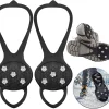 Universal Non-Slip Shoe Grippers,New Universal Shoe Grippers Non Slip Shoe Grips with 5 Tooth Steel Nails,Ice & Snow Grippers for Winter Hiking Climbing Ice Fishing