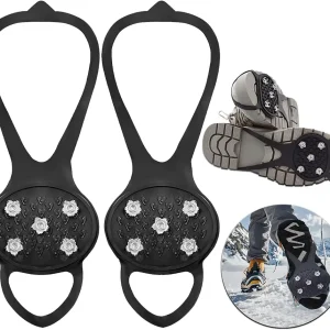 Universal Non-Slip Shoe Grippers,New Universal Shoe Grippers Non Slip Shoe Grips with 5 Tooth Steel Nails,Ice & Snow Grippers for Winter Hiking Climbing Ice Fishing