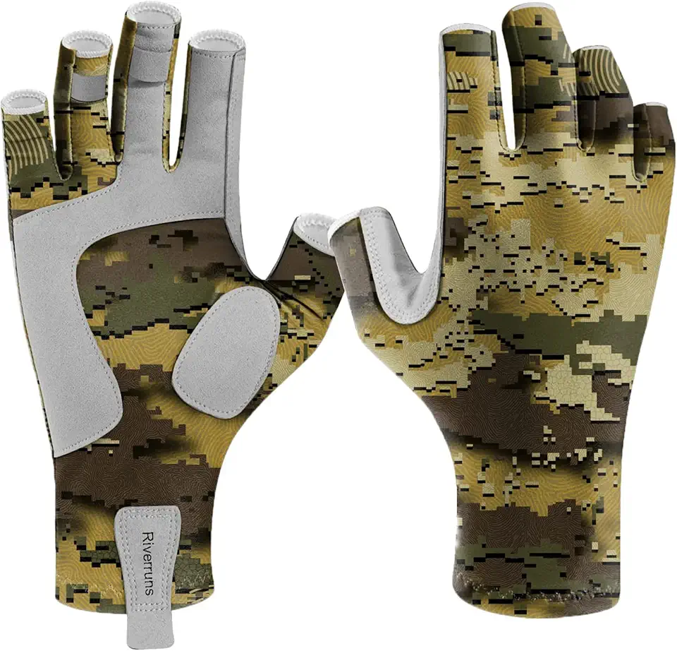 UPF 50+ Fingerless Fishing Gloves UV Protection Fishing Sun Gloves for Men and Women Fishing, Boating, Kayaking, Hiking, Running, Cycling and Driving