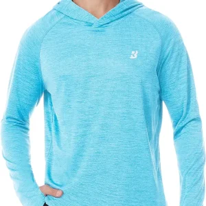 UPF 50+ Fishing Shirts for Men, Long Sleeve SPF UV Sun Protection Hoodie with Thumb Holes Swim Running Rash Guard
