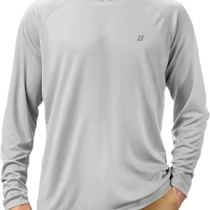 UPF 50+ Fishing Shirts for Men, Long Sleeve UV Sun Protection Hoodie, Outdoor Hiking Running Swimming Rash Guard
