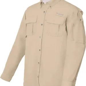 UPF 50+ Men's Fishing Shirts Long Sleeve UV Protection Shirts Water-Repellent for Hiking, Fishing, Camping