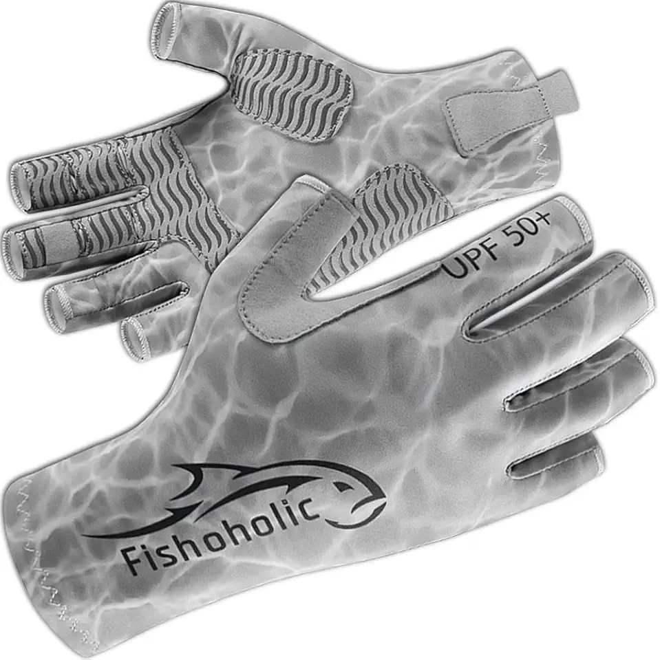 UPF50+ Fingerless Fishing Gloves - Sticky Grip Sun Protection Glove - Kayaking Paddling or Rowing