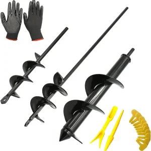 Upgrade 3-Piece Auger Drill Bit for Planting 1.6x9in,2x16in and 3x12in Hole Digger for Any Hex Drive Drill?Garden Auger Spiral Drill Bit for Sand