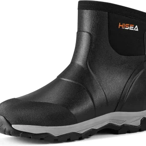 Upgraded Excursion Pro Men's Rain Boots, Ankle Height Rubber Hunting Boots Waterproof Insulated Neoprene Boots Durable Outdoor Mud Booties for Hunting Gardening Farming Fishing and Yard Work
