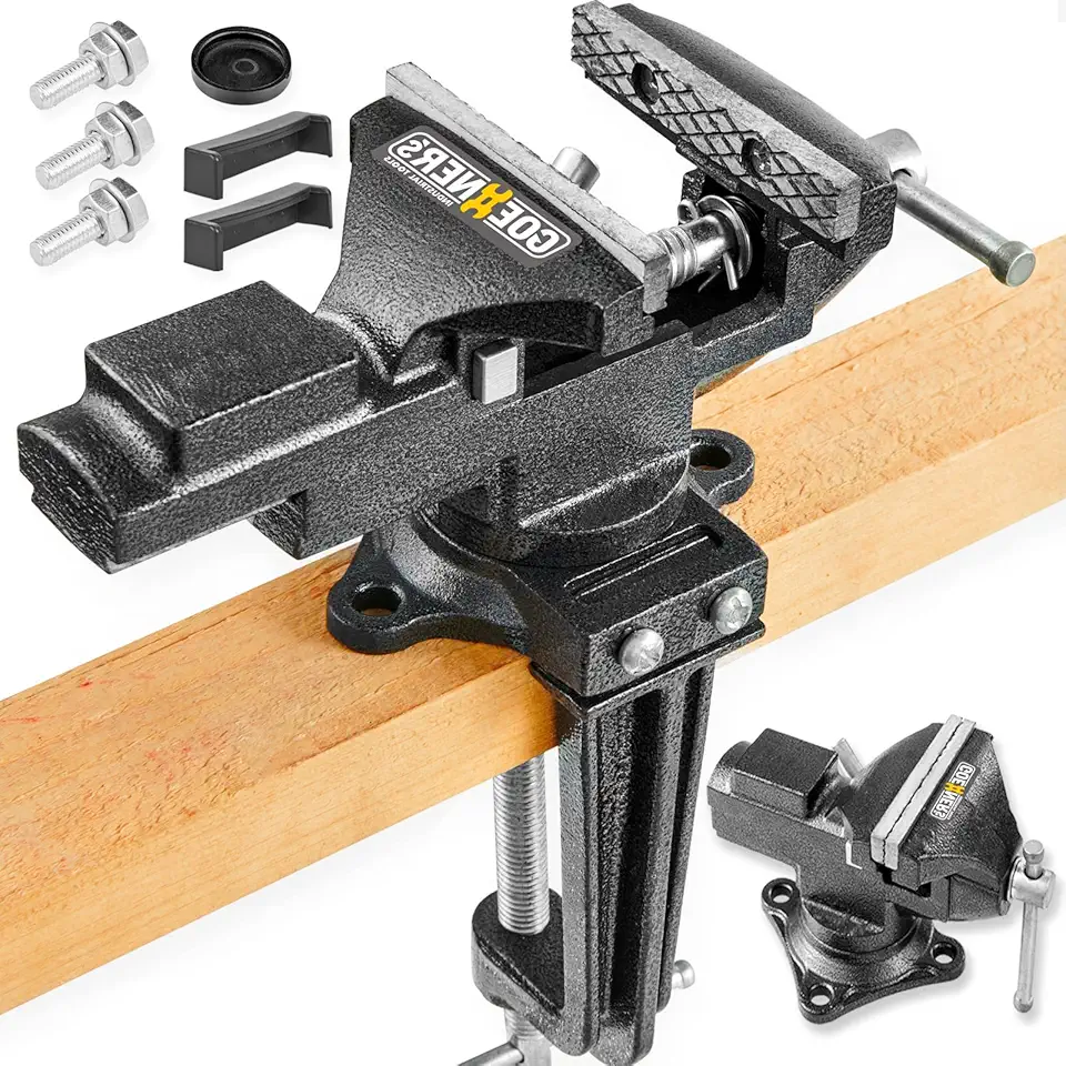 [Upgraded Version] Multi-Purpose Bench Vise 3.3", Table Vice For Workbench, Universal Clamping Vise With Heavy Duty Cast Iron, Multi-Jaw, Swivel Base, Easy Adjustment for Woodworking (3.3 Inch)