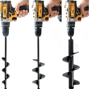 VASGOR Set 3 (1.6x12, 2.6x12, 3.5x12) Auger Drill Bit for Planting - Easy Planter Garden Auger - Bulb & Bedding Plant Augers - Posthole Digger for 3/8� Hex Drive Drill
