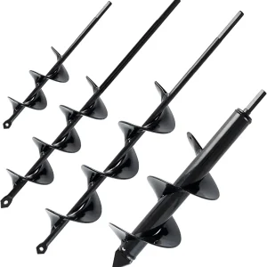 VASGOR Set of 4 (1.6x9, 2x14.5, 2.6x16.5, 3x12) Auger Drill Bit for Planting - Easy Planter Garden Auger - Bulb & Bedding Plant Augers - Posthole Digger for 3/8� Hex Drive Drill