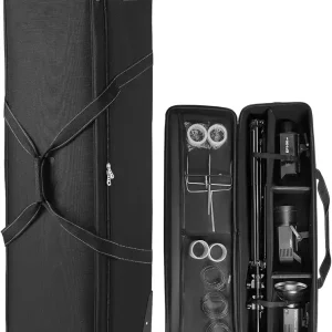 VEVOR Studio Equipment Trolley Case, Rolling Camera Bag, Carrying Bag with Wheels Straps Padded Compartment Handle, for Light Stands, Tripods, Telescopes