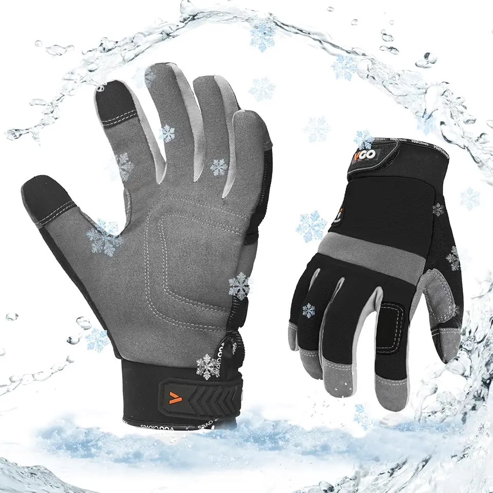 Vgo... 1Pair 5?/41�F Winter Work Gloves Men, Cold Weather Waterproof Safety Work Gloves,Cold Storage or Freezer Glove