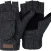 ViGrace Winter Knitted Convertible Fingerless Gloves Wool Mittens Warm Mitten Glove for Women and Men